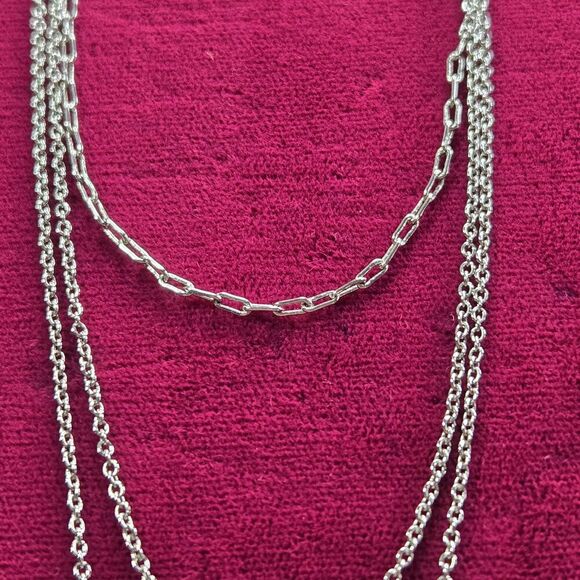 Heart & Butterfly Layered Chain Necklace Silver-Tone Multi-Strand Love Fashion - Picture 6 of 10